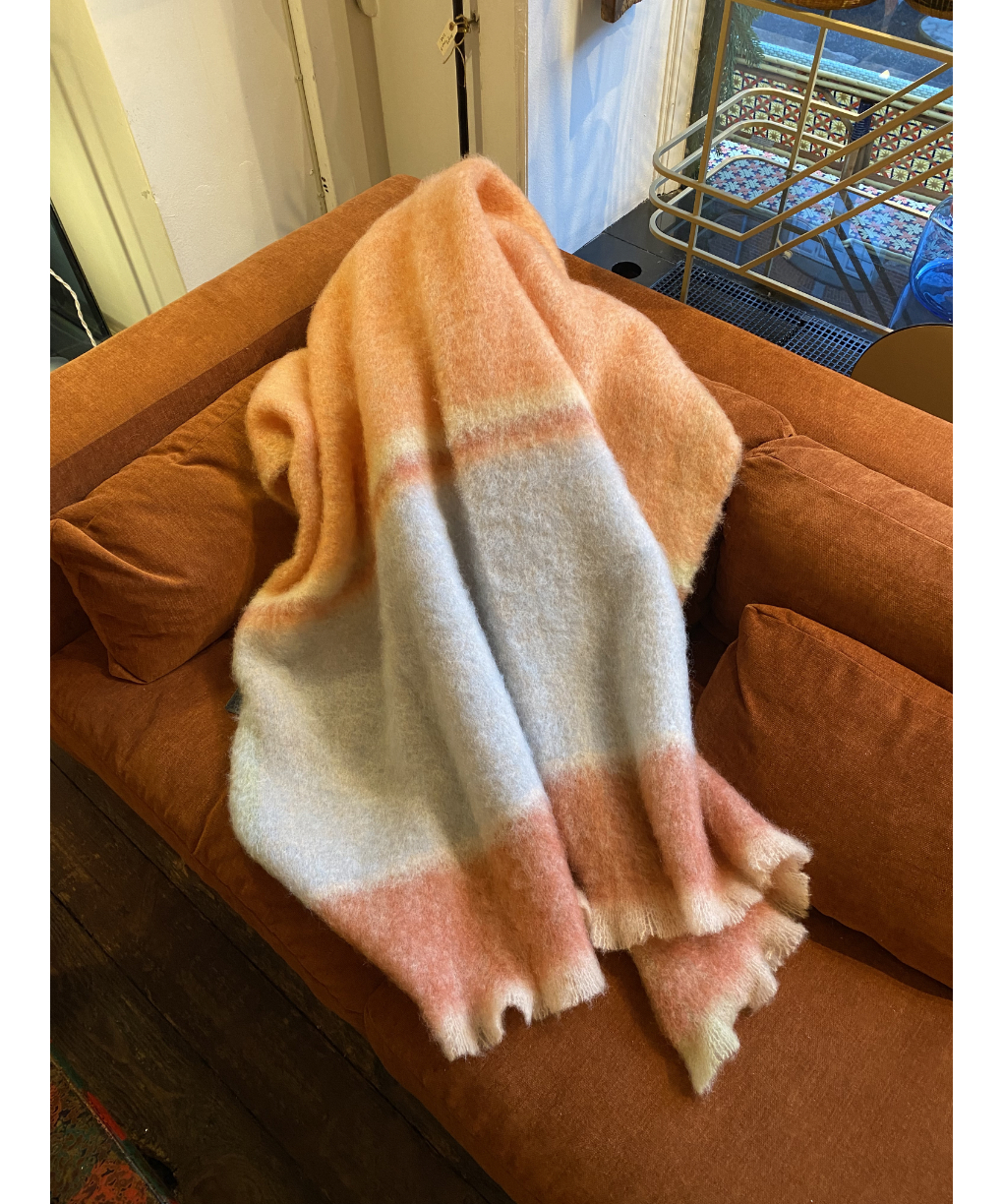 mohair plaid peach